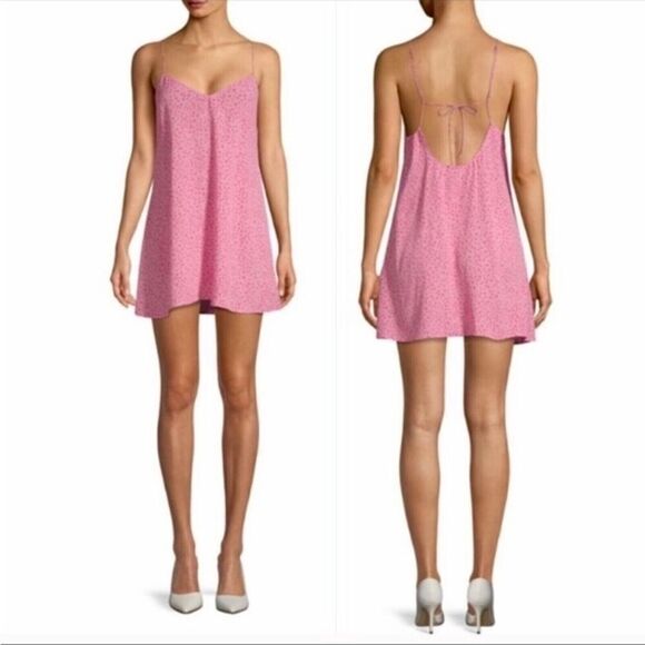 For Love & Lemons Twinkle Slip Mini Dress Pink S Spaghetti Straps Romantic - Picture 2 of 10